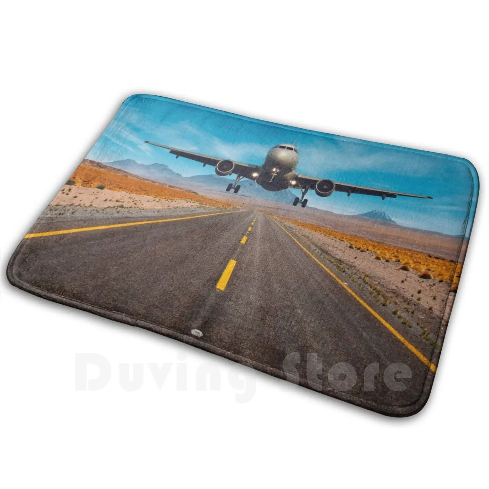 Landing On Highway Soft Non-Slip Mat Rug Carpet Cushion Plane Planes Jets Jet Engine Airplane Fighter Jet Air Force