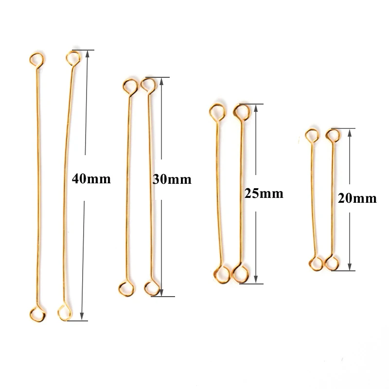 50pcs 20-40mm Stainless Steel Double Eye Pins Earrings Charm Connector Rod for DIY Jewelry Making Earrings Connector Wire