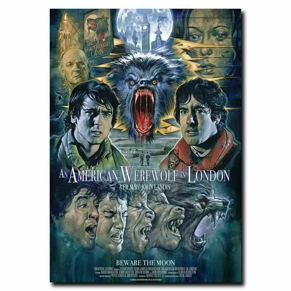 An American Werewolf in London Horror Movie Vintage Silk Fabric Wall Poster Art Decor Sticker Bright