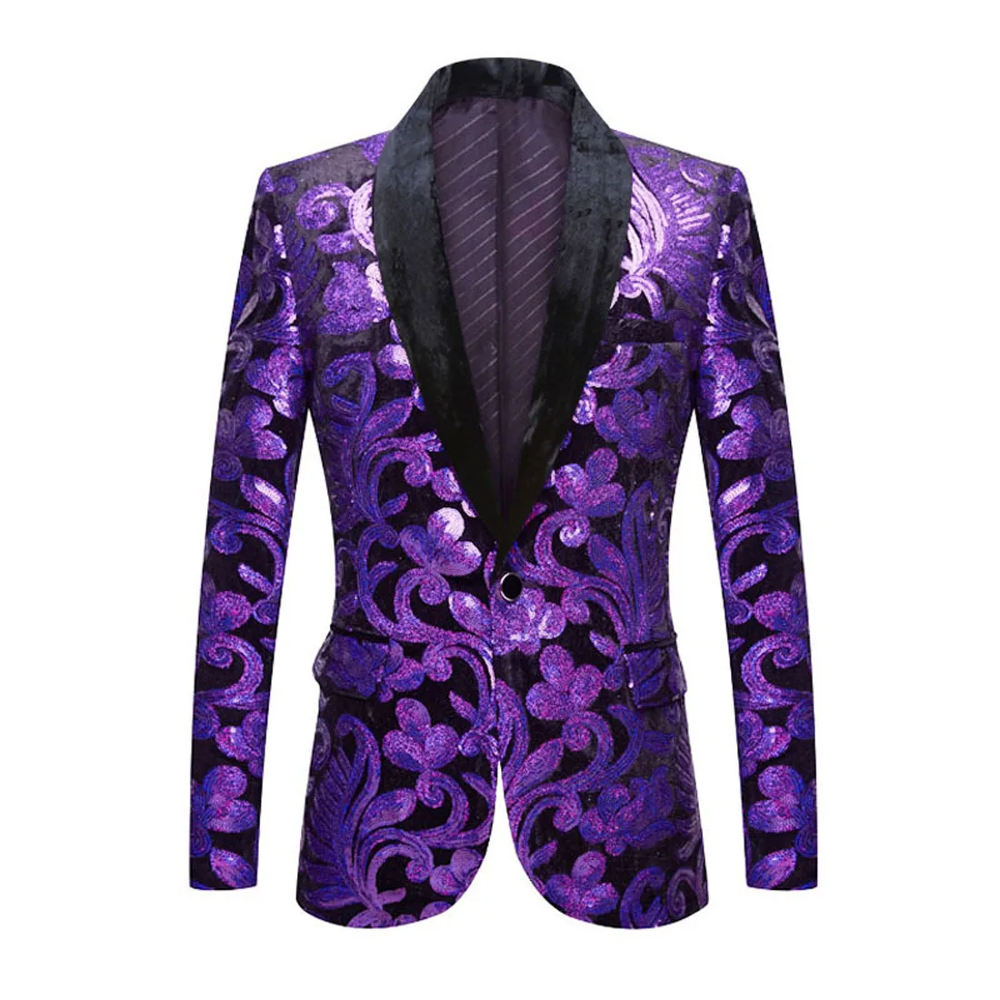 

Sparkly Sequins Glitter Men Velvet Blazer Singer Host Tuxedo Coat Stage Costume Plus Size Nightclub Wedding Prom Suit Jacket