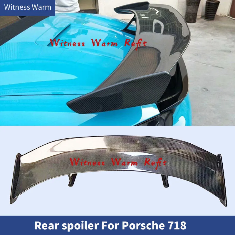 Car Rear Trunk Spoiler Wing For Porsche Boxster Cayman 718 982 GT4 style Rear Trunk Spoiler Lip Wing Carbon Fiber / FRP