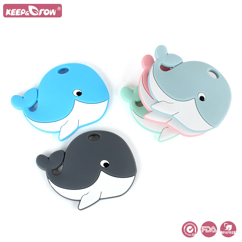 

Keep&Grow 1Pcs Whale Silicone Teether For BPA Free DIY Pacifier Chain Accessories Baby Teething Chew Rodent Molar Rod Toys