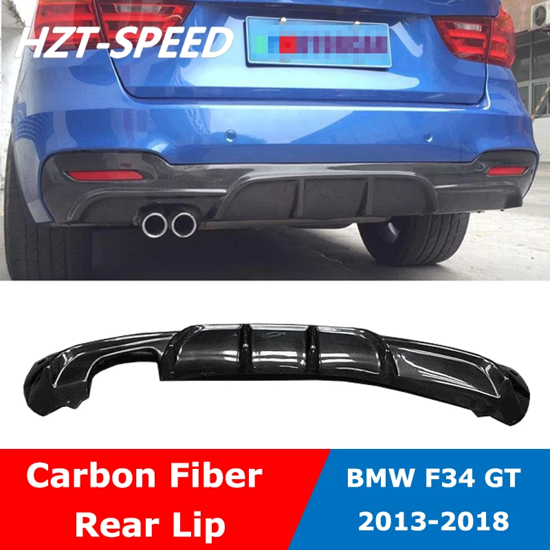 Carbon Fiber Car Single Side 2 Out  MT Style Rear Bumper Lip Diffuser Trim For BMW 3 Series F34 GT 2013 - 2018