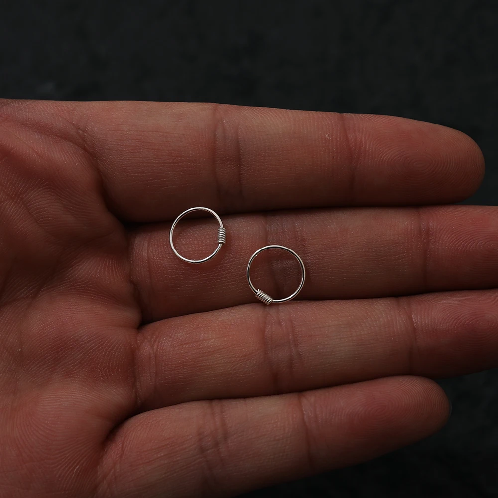 Pendientes de aro lisos de Plata de Ley 925 para mujer y hombre, aros pequeños de oro, hebilla de hueso de la oreja, pendiente redondo, anillo de nariz, joyería fina, nuevo