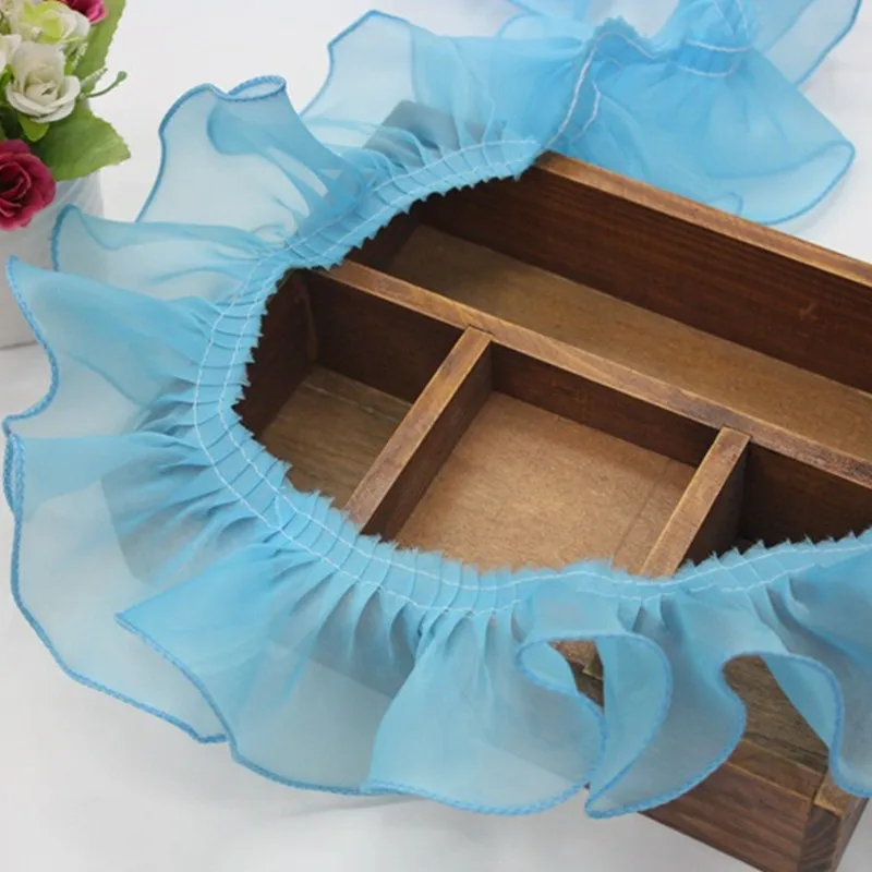 30yards 9 colors Vintage Ruffle Guipure Lace Edge Trim Pleated Ribbon Fabric Hem 3.1\'\'Width