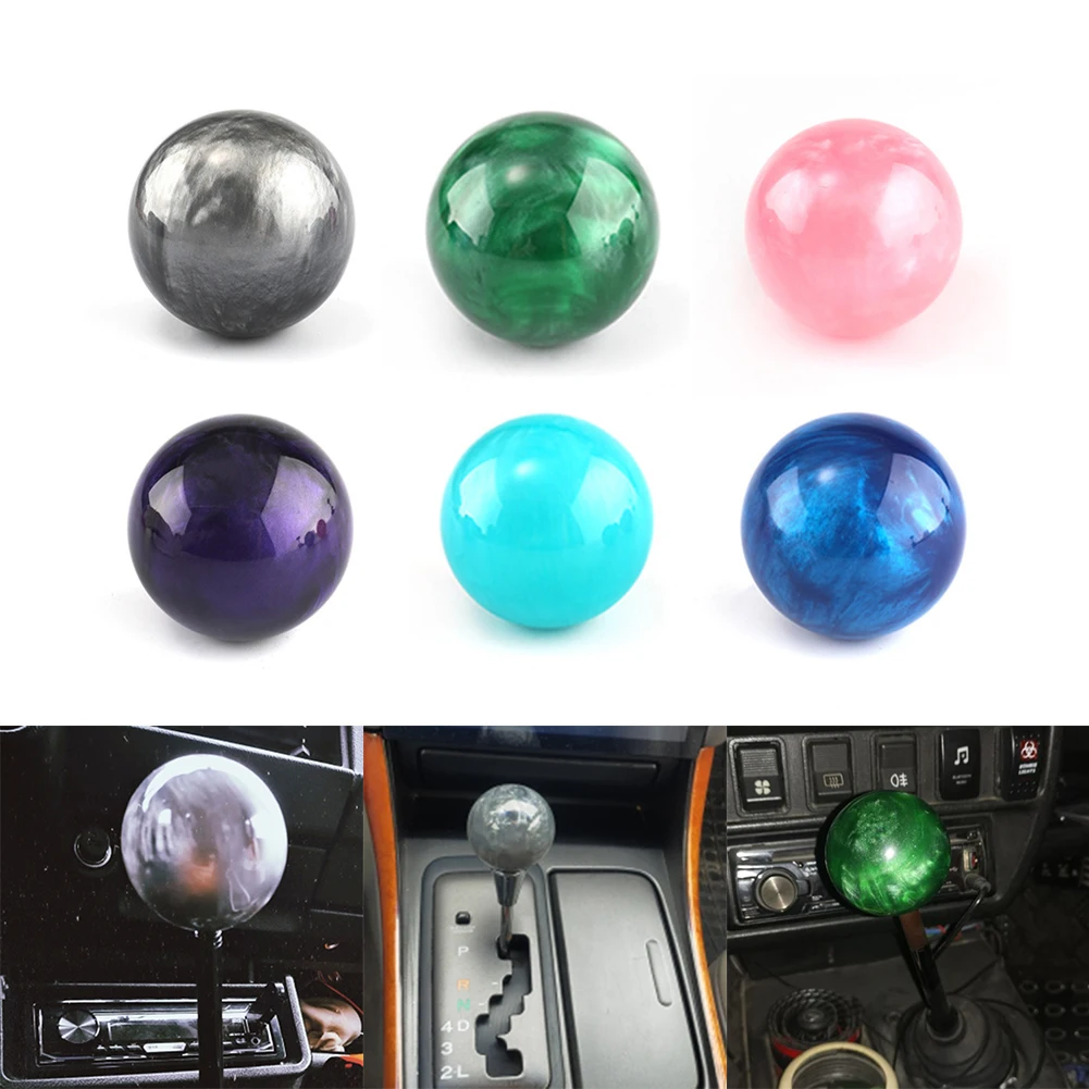 Universal 54mm Car Modification Gear Shift Knob Manual Marble Style Round Ball Gear Shift Knob with 3 Adapters Car Accessories