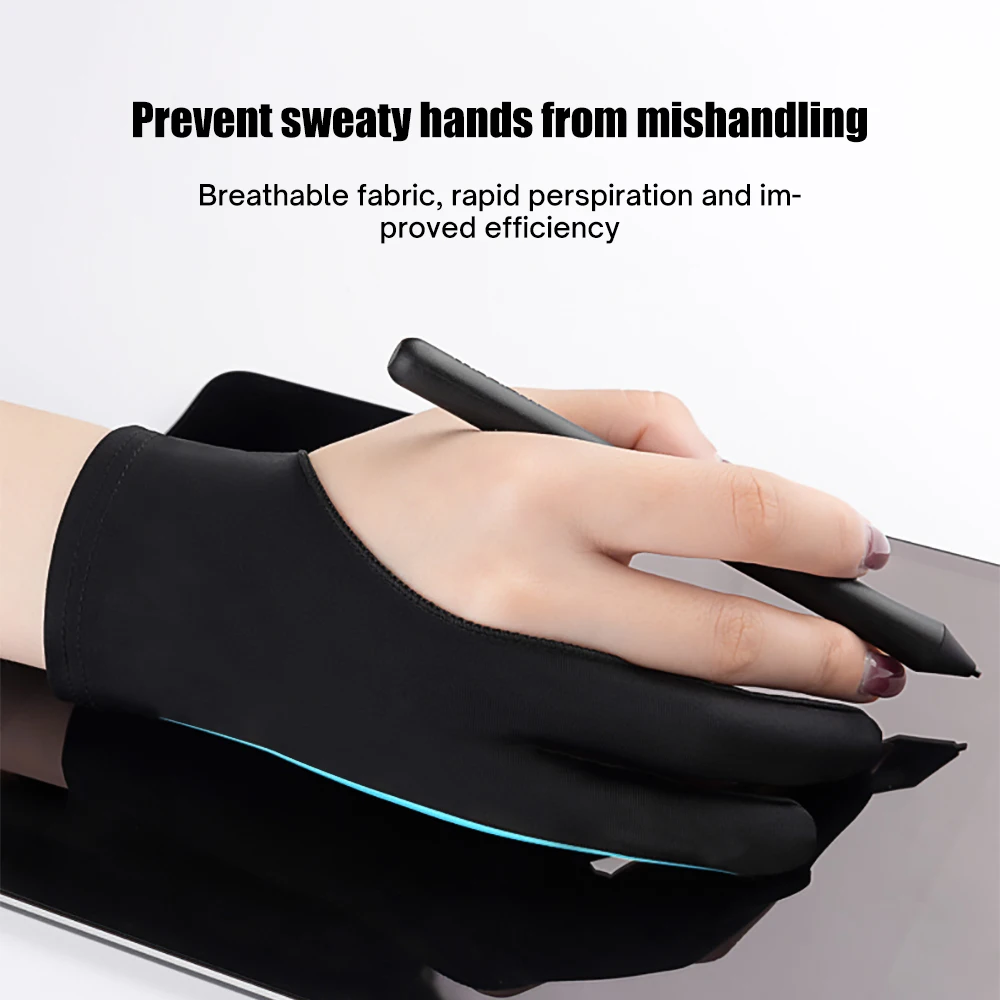 Anti-fouling Two-Fingers Anti-touch Painting Glove For Drawing Tablet Right and Left Glove Anti-Fouling For IPad Screen Board