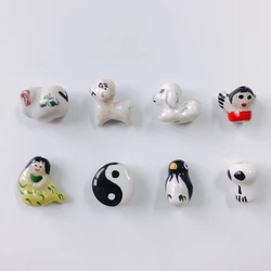 DIY jewelry accessories wholesale cute cartoon sheep puppy penguin skull ceramic hand drawn pendant earring accessories