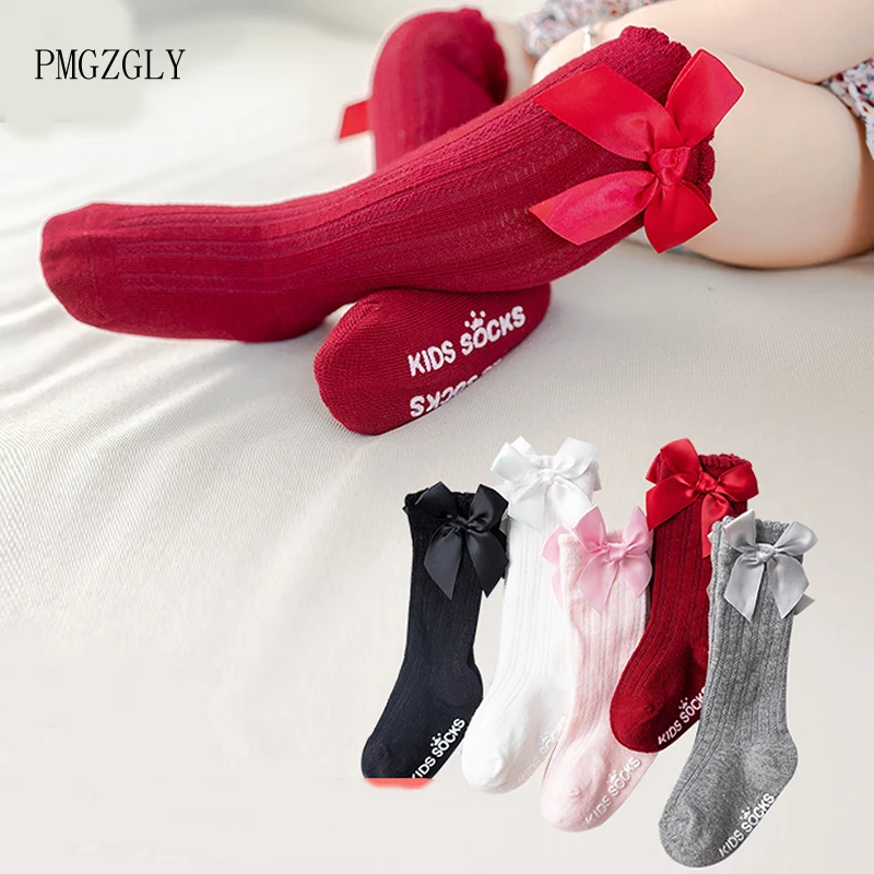 Baby Socks Bow Newborn Girl Kids For Christmas Winter High Knee Kids Boy Toddler Socks Candy Color Soft Socks Children Gift 0-4Y