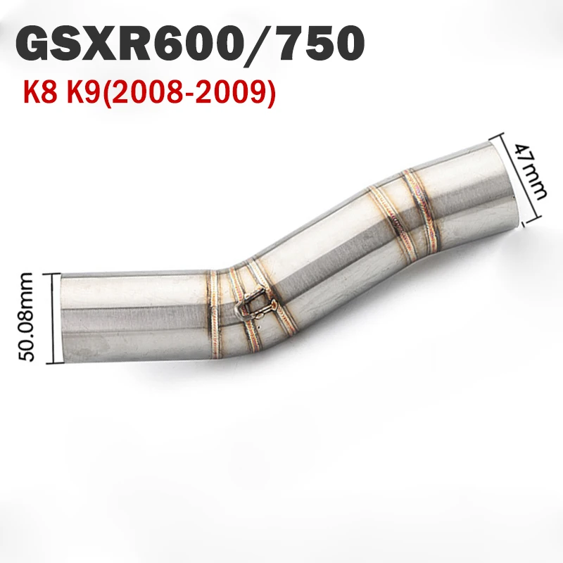 GSXR 600 750 K6/7/8/9/10/11/12/13/14/15 Slip-on Motorcycle Exhaust Middle Link Pipe 51mm Muffler Escape Section Adapter Tube