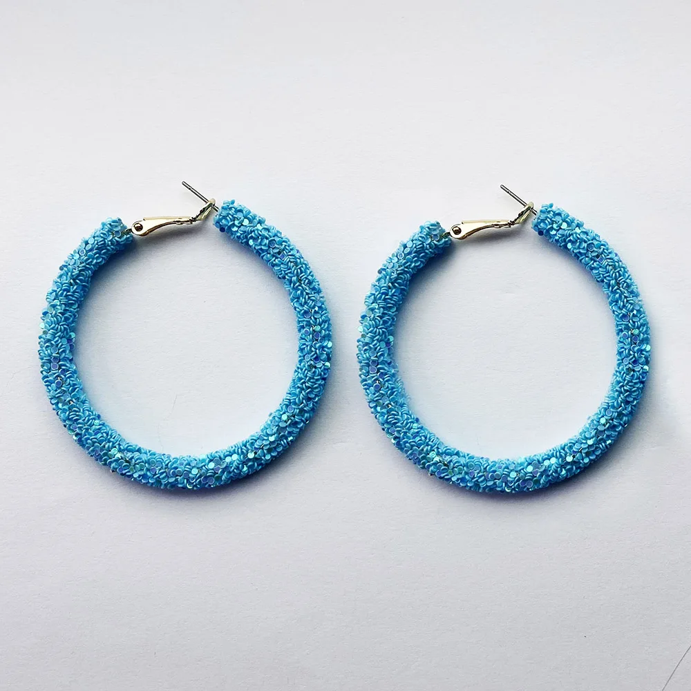 Round Circle Earring Bling-Bling Glitter Colorful Hoop Earring Newest Design Fashion Jewelry For Women Party Gift Dropshipping