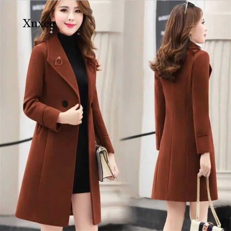 Female Long Slim Blend Woolen Outerwear 2020 fashion New Women Overcoat elegant Wool Coat Female Autumn Winter Jacket Clothes