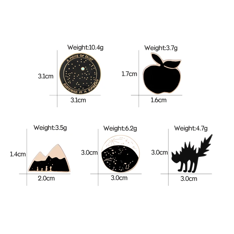 فاسق الأسود القط المينا دبوس التفاح الجبل كوكبة القمر المرحلة بروش مجنون القط شارة جاكيتات التلبيب دبوس مجوهرات للنساء الرجال #6