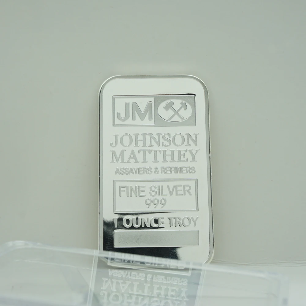 UK 1 Ounce Troy Fine Sillver Coin Johnson Matthey Assayers&Refiners Replica Silver bullion Bar Gifts