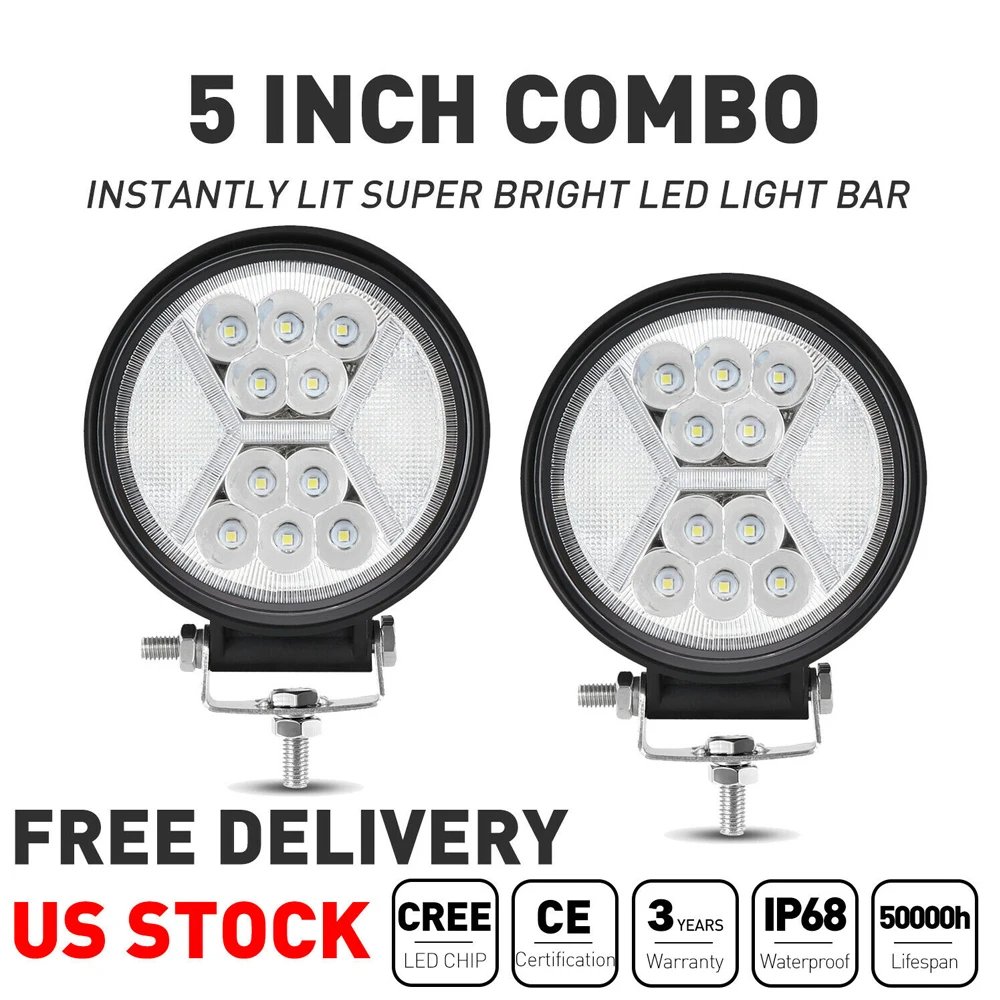 Car Light 117W 5inch led Work Light 12V 24V Spot flood Bar light for truck 4x4 atv suv Offroad Accessories Driving Headlight