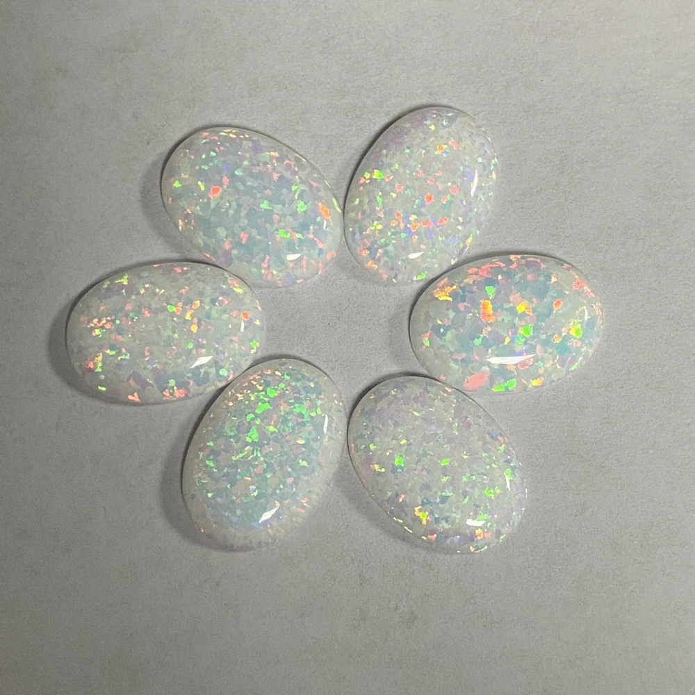 

OP17 OP32 Flatback Oval Cabochon Opal White Fire Black Opal Stone 10x12mm 12x16mm 13x18mm Opals