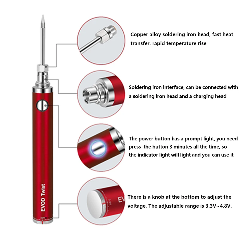 5V 15W Chạy Bằng Pin Mỏ Hàn Có Usb Sạc Hàn Với Hàn Dây Sạc Không Dây Mỏ Hàn Chì Iron