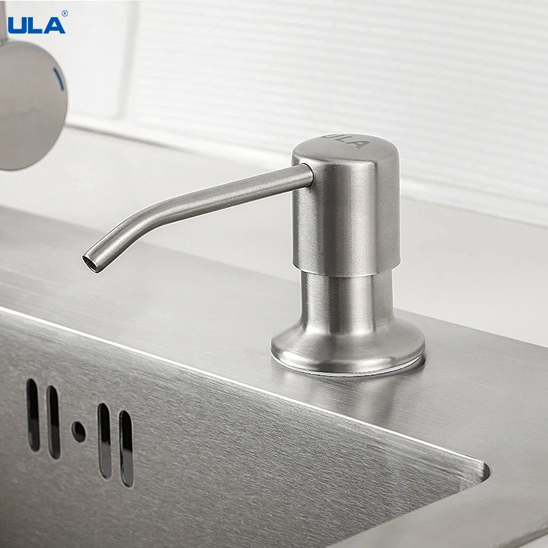 ULA 300ML Kitchen Dispenser Black Stainless Steel Sink Soap Dispenser Detergent Liquid Soap Lotion Dispensers Liquid Soap Holder