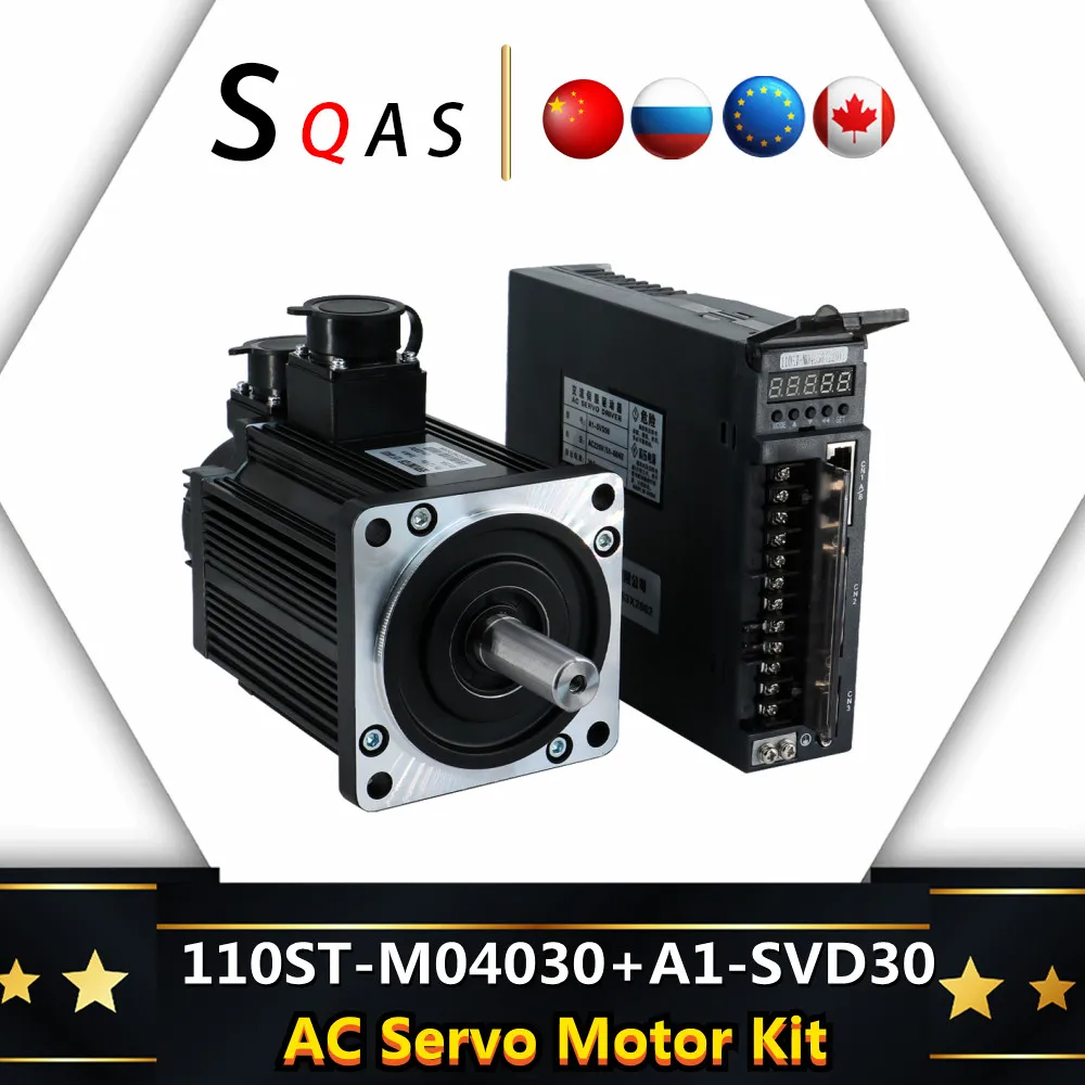 Free shipping and fast delivery 110ST-M04030 / 1200W / 220v / Speed: 3000 rpm + A1-SVD30 AC Servo Drive Kit