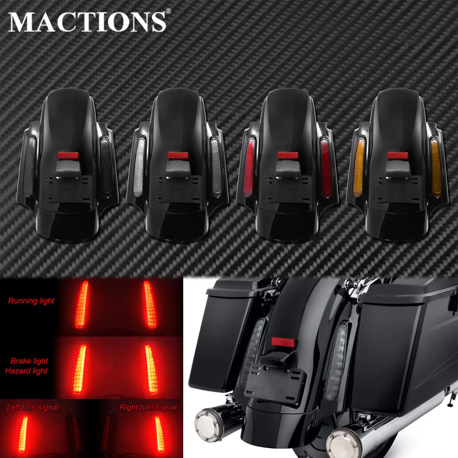 Motorcycle LED CVO Style Rear Fender System Extension Fascia Set For Harley Touring Road King Electra Street Glide FLHX 09-2013