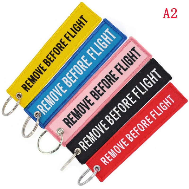 Remove Before Flight Embroidery Key Ring Special Luggage Tag Label Red Chain Keychain For Aviation Gifts OEM Keychain