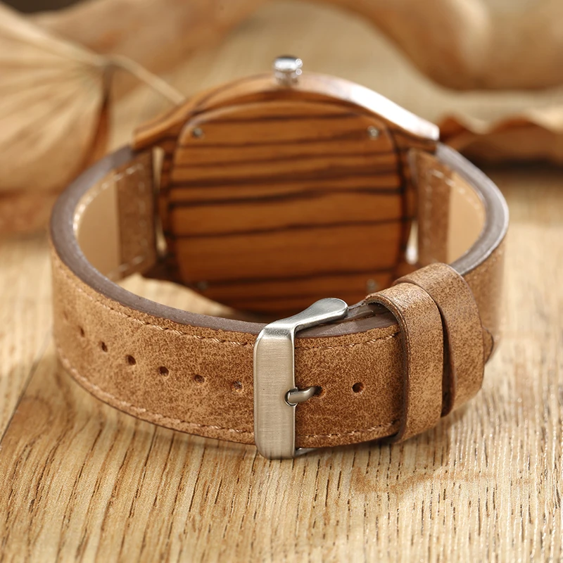 6TYPE Nature Wood Watches Men Women Genuine Leather Wrist Watch Handmade Bamboo Quartz-Watch Unisex Men\'s Gift Relogio Masculino