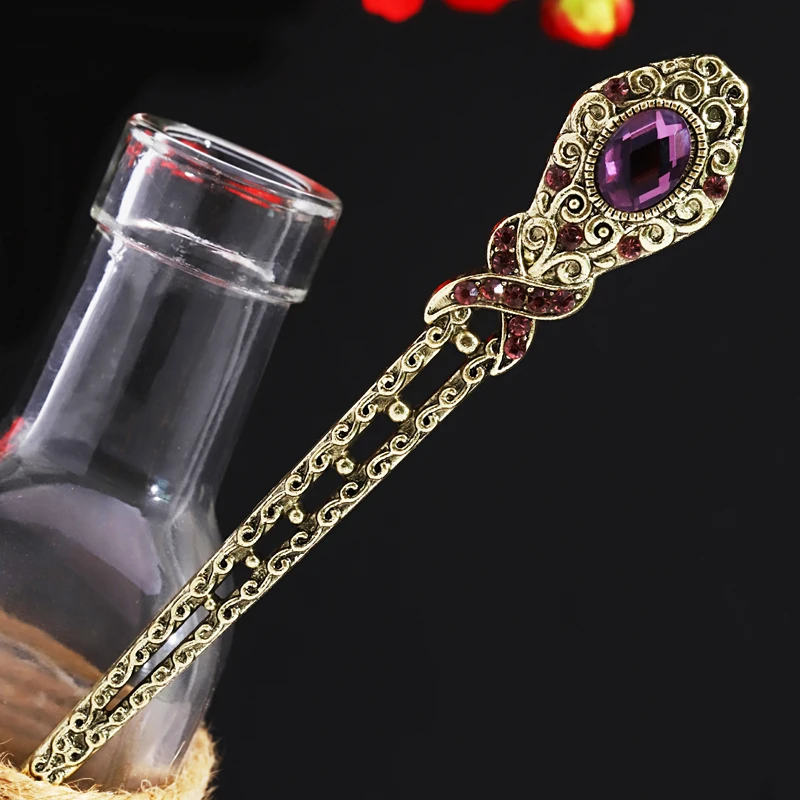 Muylinda Crystal Metal Hair Stick Vintage Simple Hairpin Accessories Vintage Hair Pin For Women Banquet Hair Jewelry