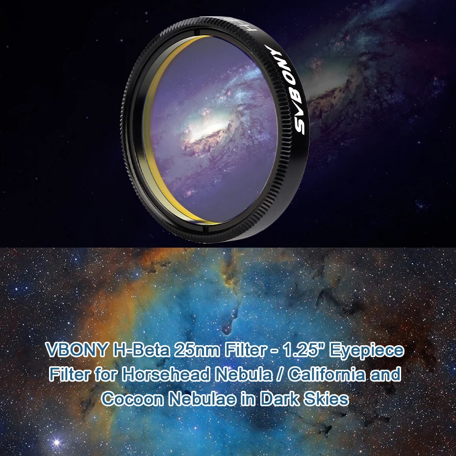 Svbony Teleskop Filter 1.25 "h-Beta 25nm Astronomie Mon okular Teleskop für Pferdekopf/Kalifornien Nebel verbessern den Kontrast sv132