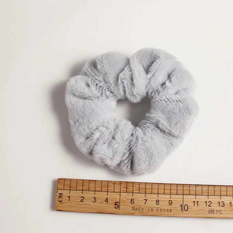 2021Autumn And Winter Soft Plush Scrunchie For women Elastic Hair Bands Girls Black Hair Tie Rope Furry White Scrunchy Headwear