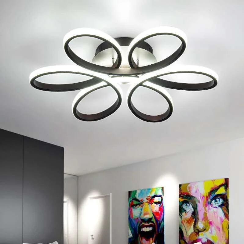 Flower Ceiling Light Fixture Lighting Luxury Living Room Bedroom Study Balcony Lamp Chandelier Pendant Led Home Decor 56W 76W