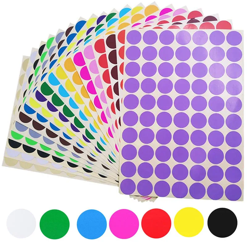 

165Pcs/Sheet Colorful Empty Papers Sticker for Glass Essential Oil Bottle Cap Lid Labels Blank Round Circles Stickers