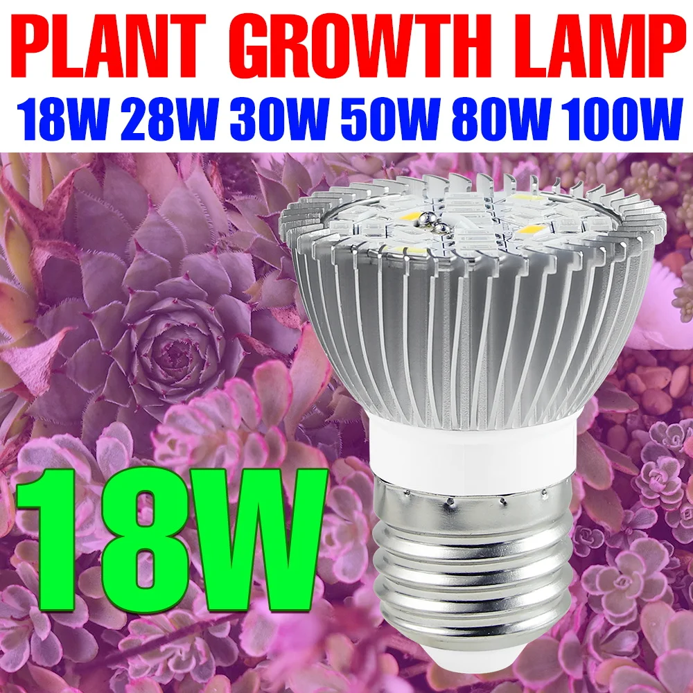 220V Plant Lamp E27 Full Spectrum LED Grow Light Phyto E14 Seedlings Bulb 18W 28W 30W 50W 80W 100W Fitolampy Hydroponic Lighting