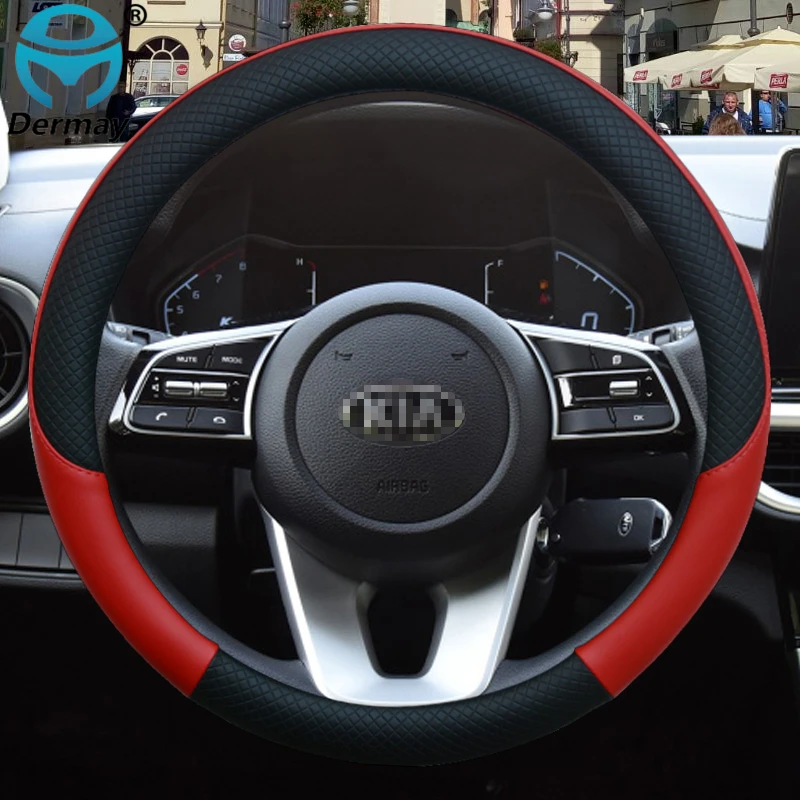 100% DERMAY Brand Leather Sport Car Steering Wheel Cover for Kia Sorento I II III Sorento PRIME 2002-2020 Auto Accessories