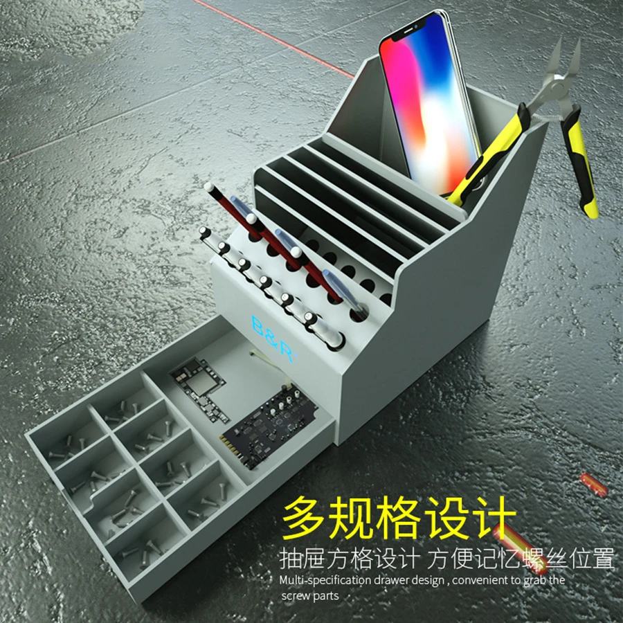 Multi-Funzione di PVC Cassetta Degli Attrezzi Cacciaviti Pinzette Pinze di Componenti Elettronici Storage Box Outils Strumenti di Riparazione Del Telefono Mobile