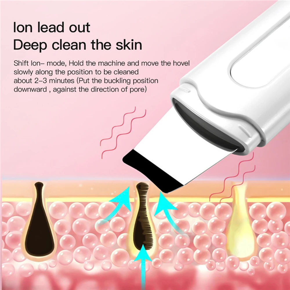 Ultrasonic Skin Scrubber Face Spatula Electric Pore Deep Cleaning Acne Blackhead Removers Peeling Shovel Beauty Devices Machine