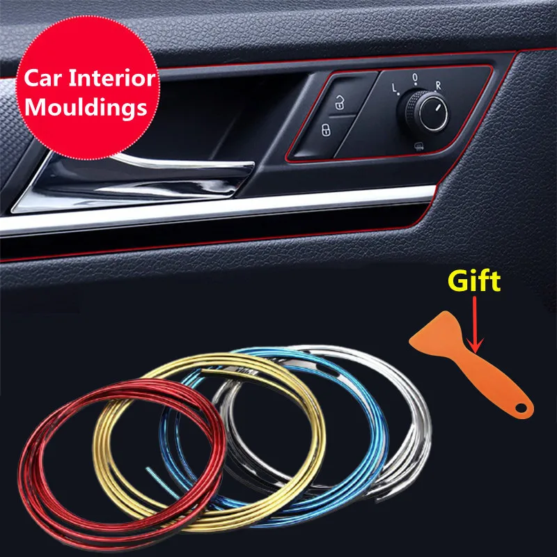 Car Interior Mouldings Decoration Flexible Strips Car Cover Trim Dashboard Door DIY Styling Universal Auto Interiors Accessories