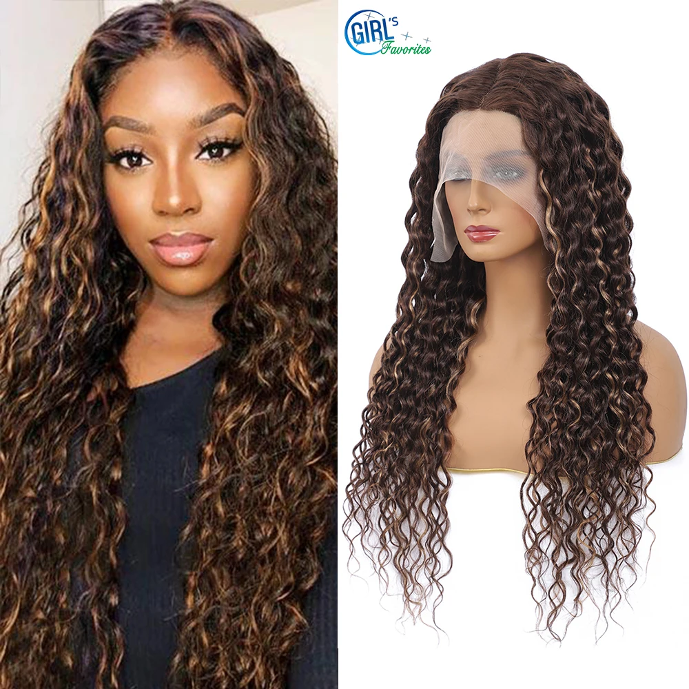 

Ombre Honey Blond P4/27 T Part Hd Lace Frontal Wig Brazilian 10 A Grade Highlight Wig 13x4x1 Water Wave 10-26 Inch Pre Plucked