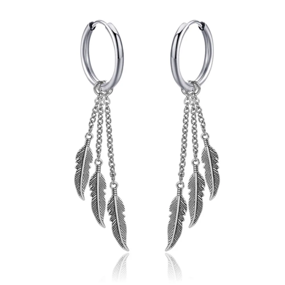 Punk Kpop Long Chain Hanging Stainless Steel Hoop Earrings For Women Man Teens Y2k Hip Hop Piercing Jewelry Accessories Earrings