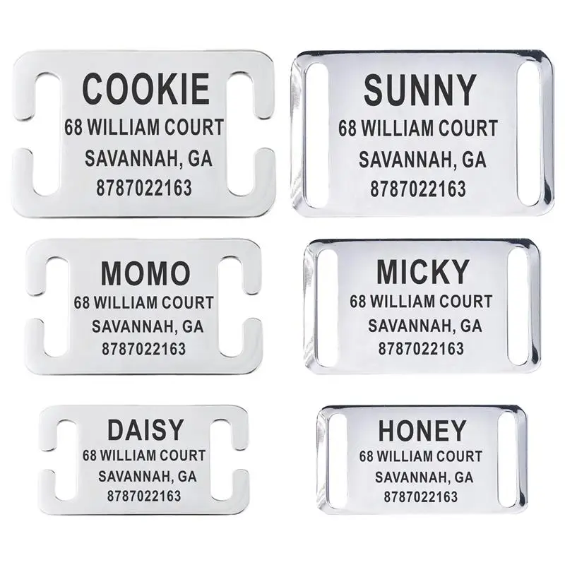 Personalized Pet ID Tag Slide-on Engraved Stainless Steel Name Tags Collar Accessories Pendant Free Engraving Dog Tags