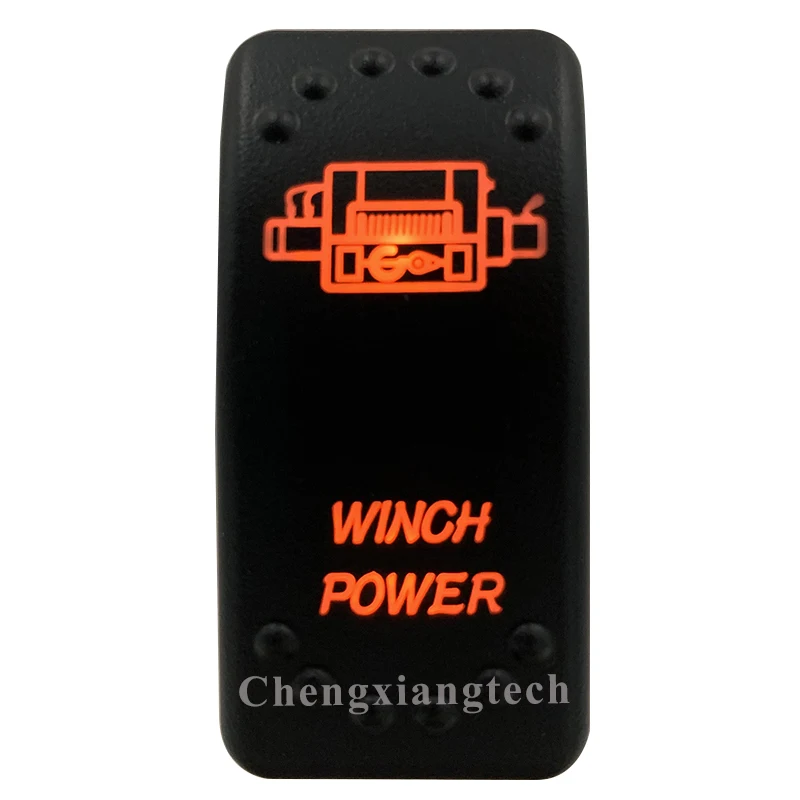 Orange Led Light - Car Boat Caravan Marine Rocker Switch- Laser Eatched- Winch Power - for Carling ARB NARVA 4X4 -Waterproof