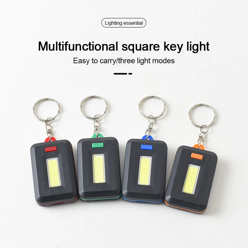 Portable Mini COB LED Keychain Flashlight Outdoor Emergency Light Keyring Torch Light Lamp with Carabiner for Hiking Camping