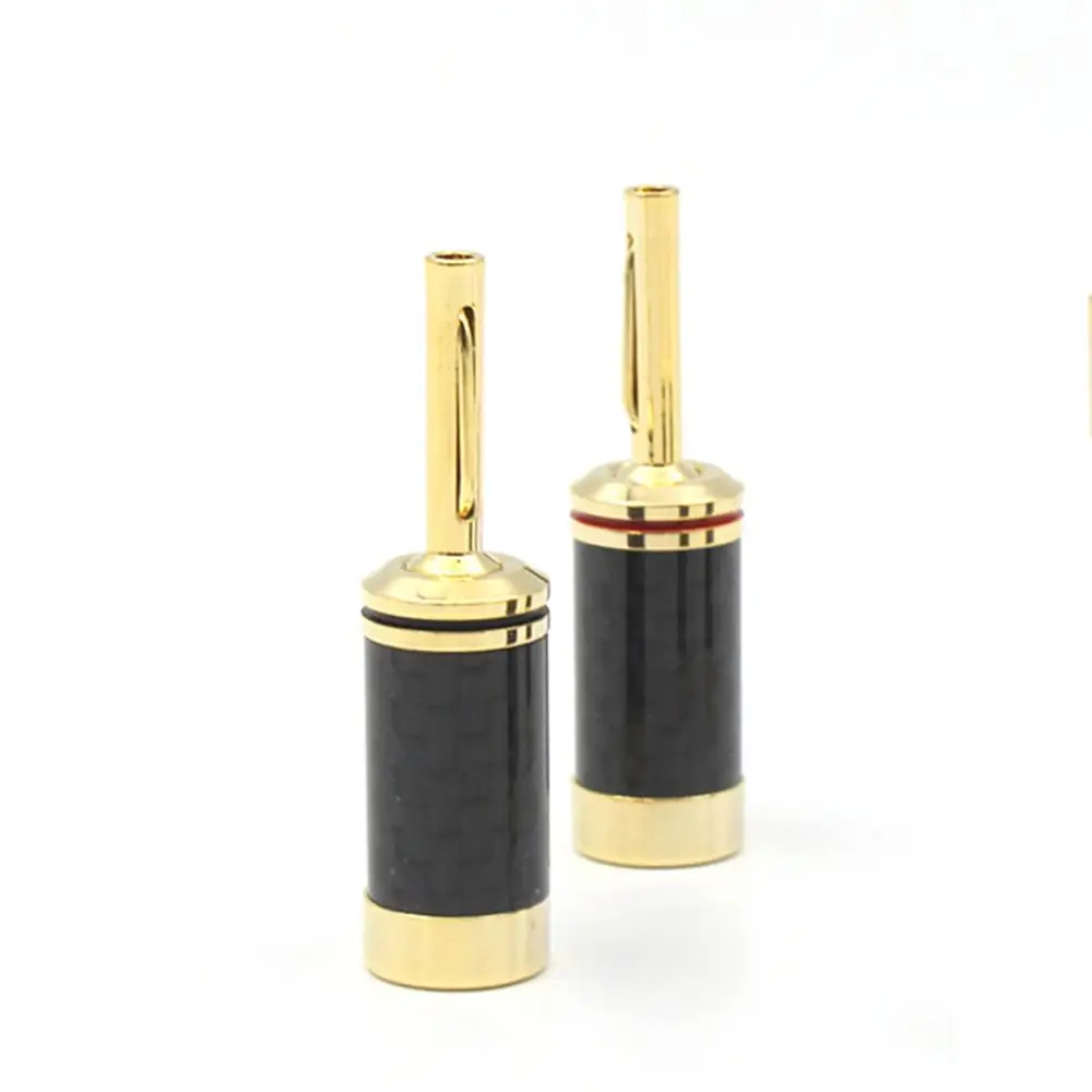 Hifi Carbon fiber Gold plating Speaker 24K gold Plated Banana Speaker Plug  hi-end speaker Cable Wire Connector