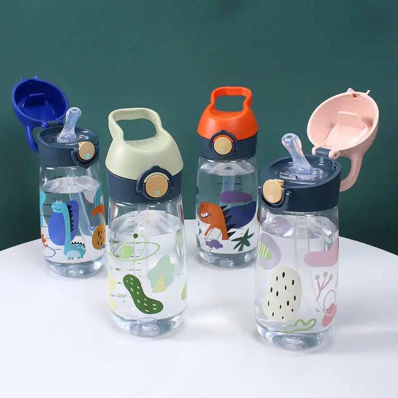 480ml High Quality Tritan Material Kids Water Bottle With Straw BPA Free Durable Plastic Children Drinking Bottle