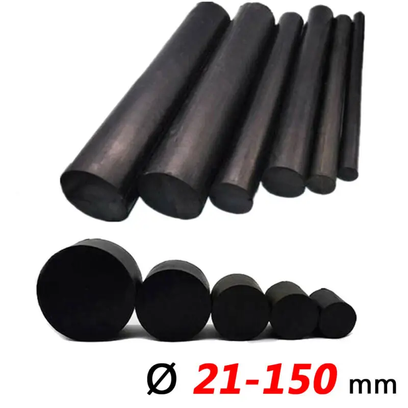 

1Pcs Dia 21-150mm Black Solid Natural Rubber Round Rods Bar Oil Resistant Sealing Length 100-500mm