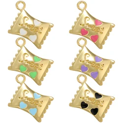 ZHUKOU Gold Color Heart Candy Pendant Handmade Enamel Dripping Oil Pendant For Necklace Jewelry Accessories Wholesale VD958