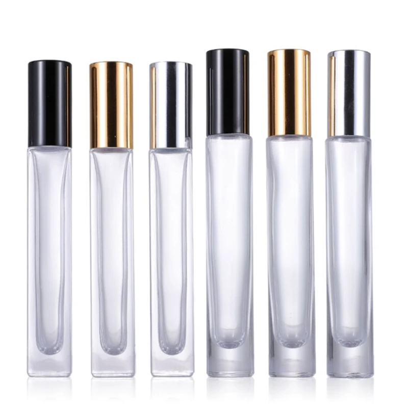 

100Pcs/lot 10ML Luxury Thick Transparent Glass Spray Perfume Bottle Circle & Square Refillable Empty Bottle Roller on bottles