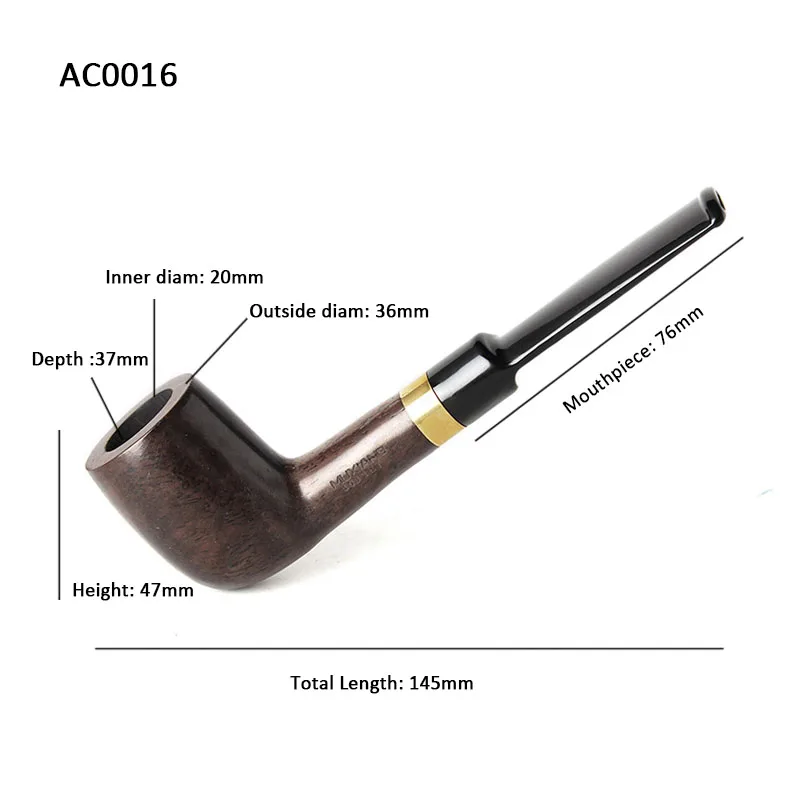 Ru-hot Sale Pipe à fumer en bois d\'ébène avec filtre à charbon actif de 9mm tuyaux à cigares accessoires pour petit ami père cadeau ac00M