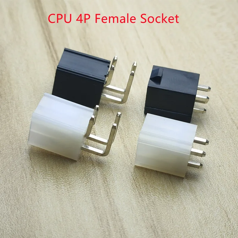 50PCS/1LOT 5557 4.2mm Black/White 4P 4PIN Female Socket Straight/Curved Needle For PC Computer ATX CPU Power Connector
