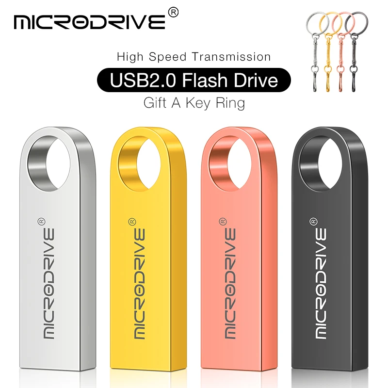 Metal USB Flash Drive 4GB 32GB 64GB 128GB Key chain Pen Drive USB Flash can do Customized Logo USB Stick Real capacity Pen drive