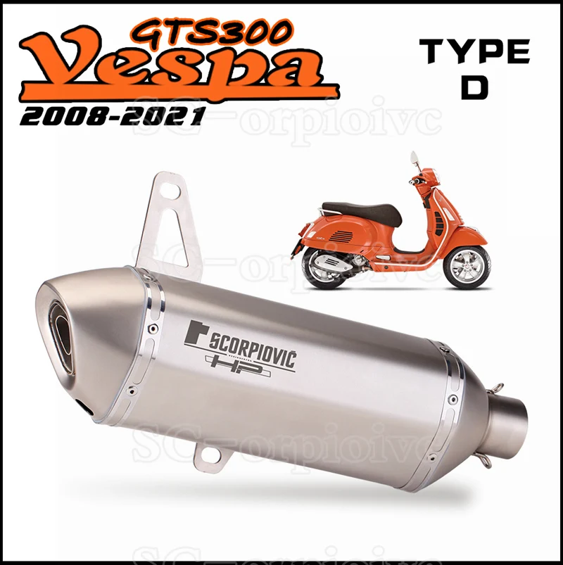 GTS300 GTS250 GTS125 Motorcycle Exhaust System Muffler Escape Moto Modify slip on For Piaggio Vespa GTS 125 250 300 2007- 2020